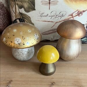 Anthropologie Gold and Yellow Mushroom Decor Set